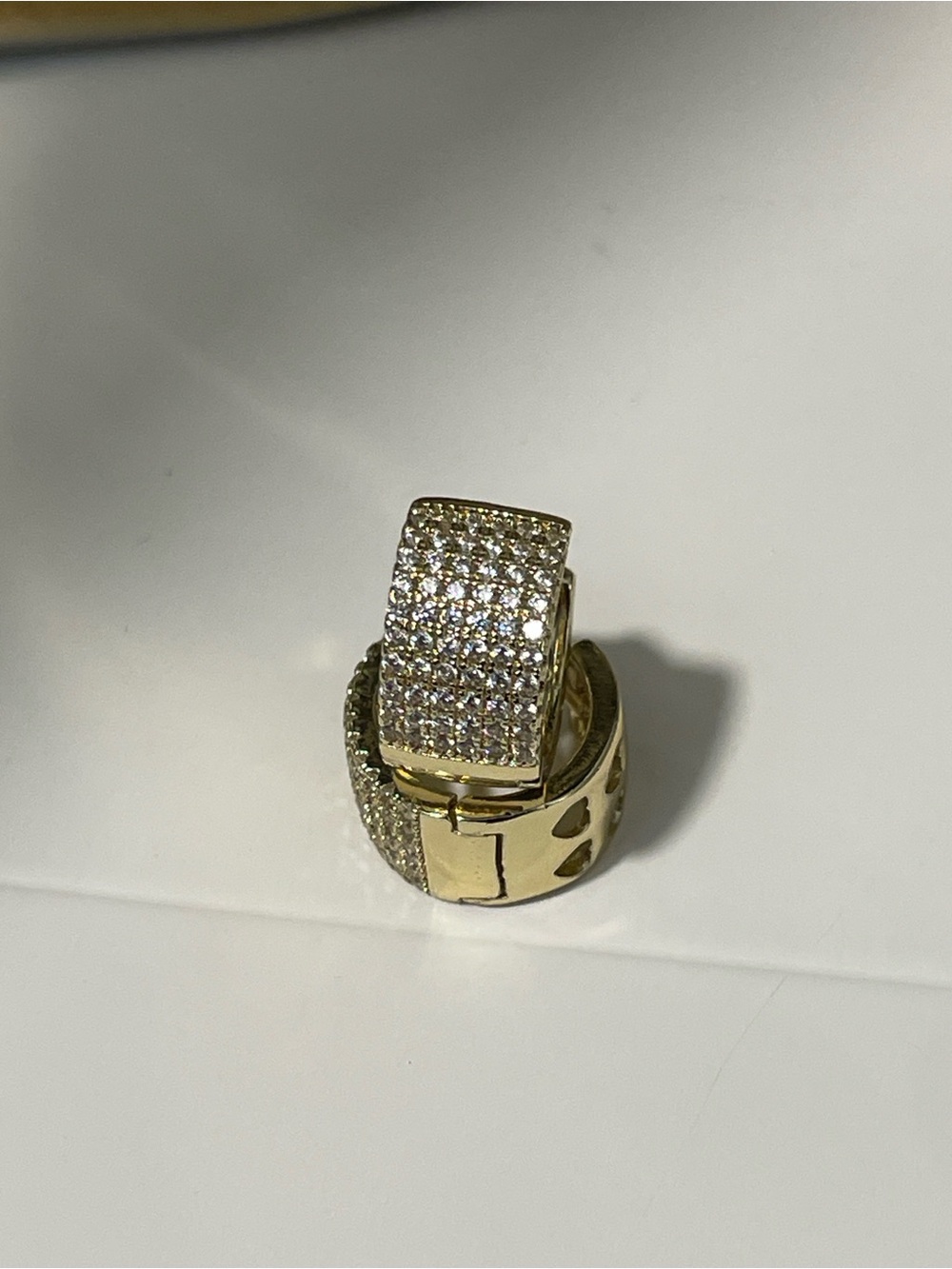 Gold Pavé Huggie Hoop Earrings with Crystal Accents